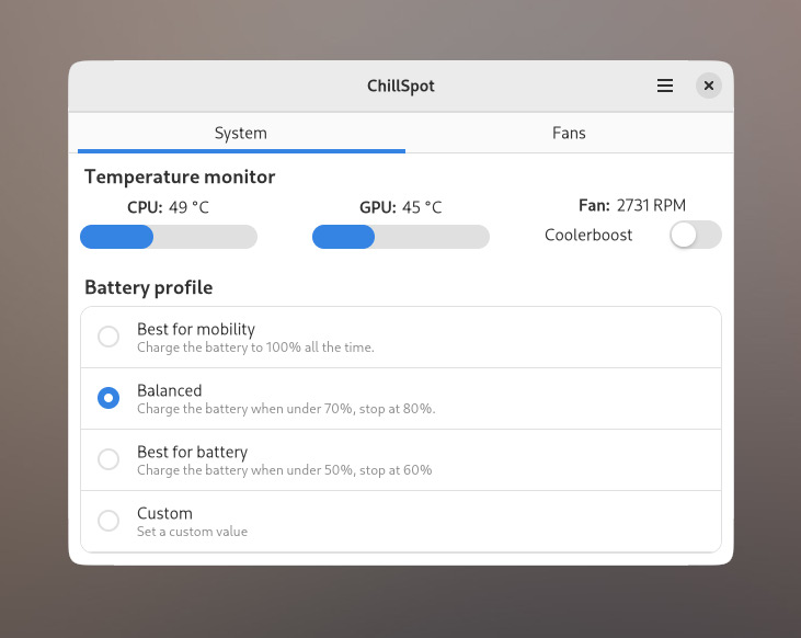 Control system temperature