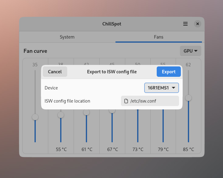 Export configuration