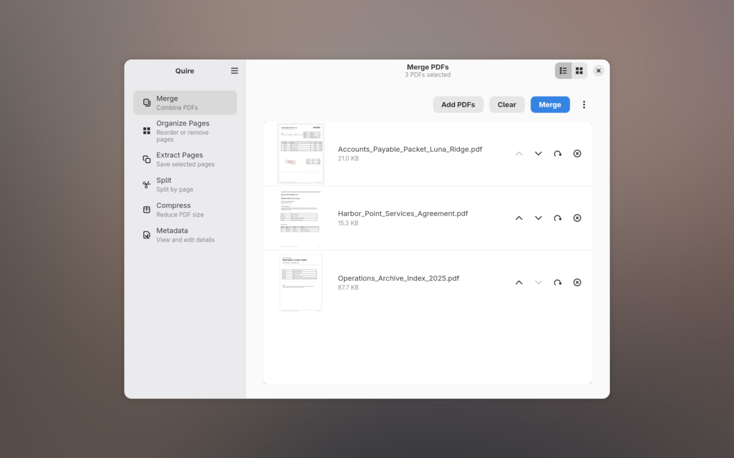 Merge and organize PDFs