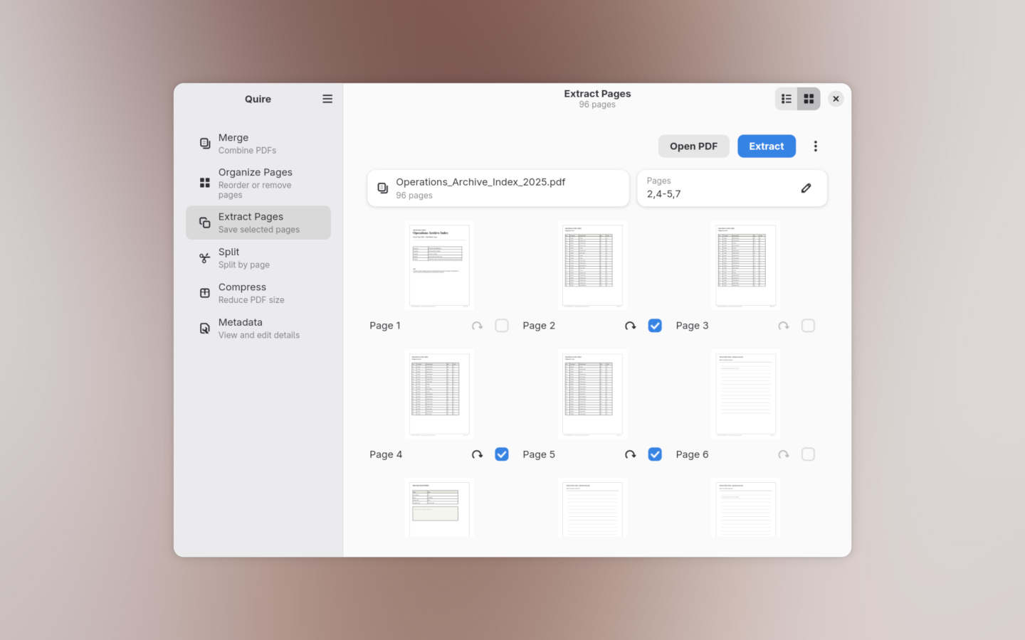 Extract and split pages